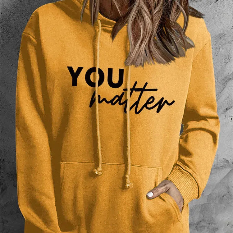 Front And Back Letters Women's Printed Wear Hooded - Bellarte Enchanté Front And Back Letters Women's Printed Wear Hooded